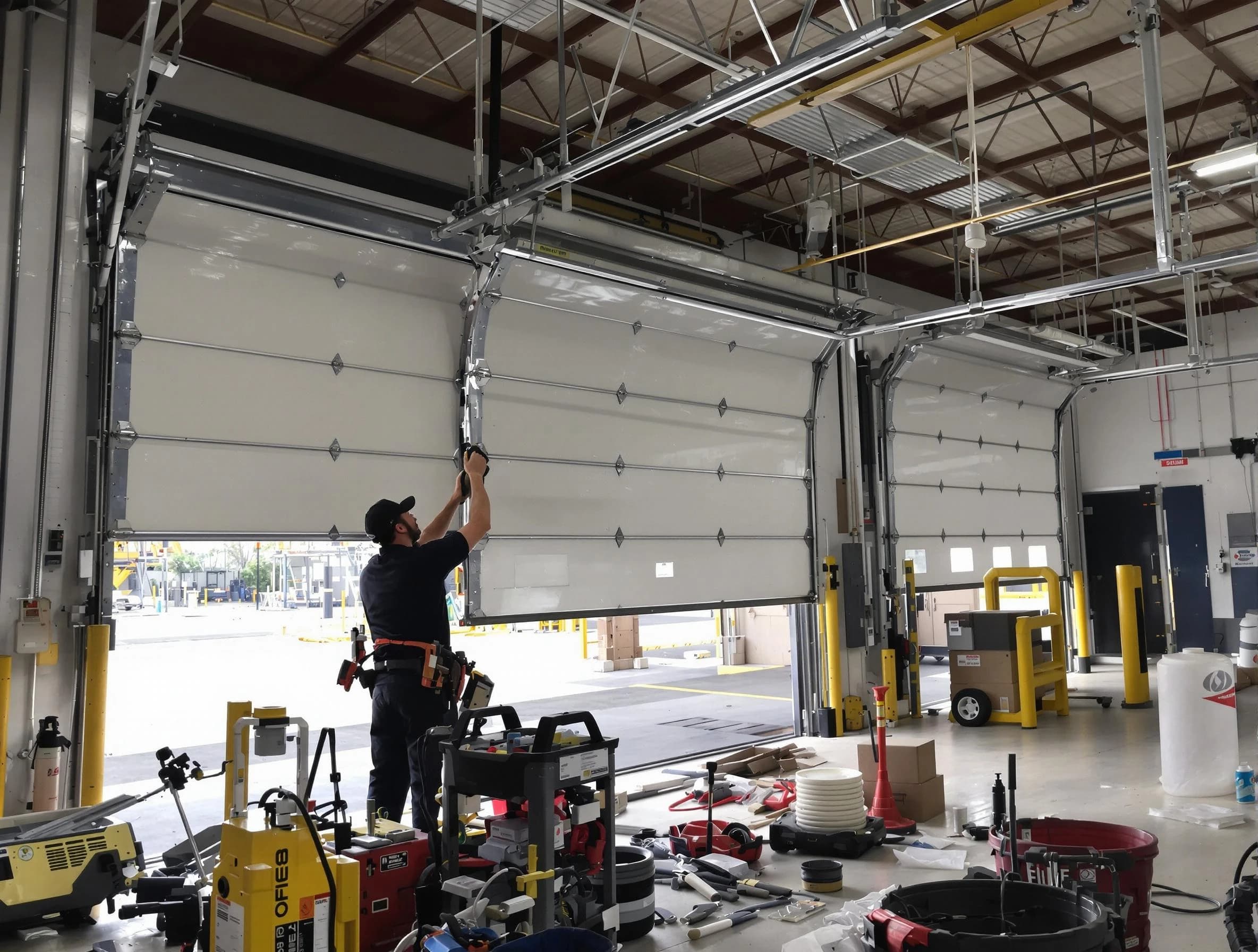 Bedford Garage Door Repair technician performing commercial garage door repair in Bedford