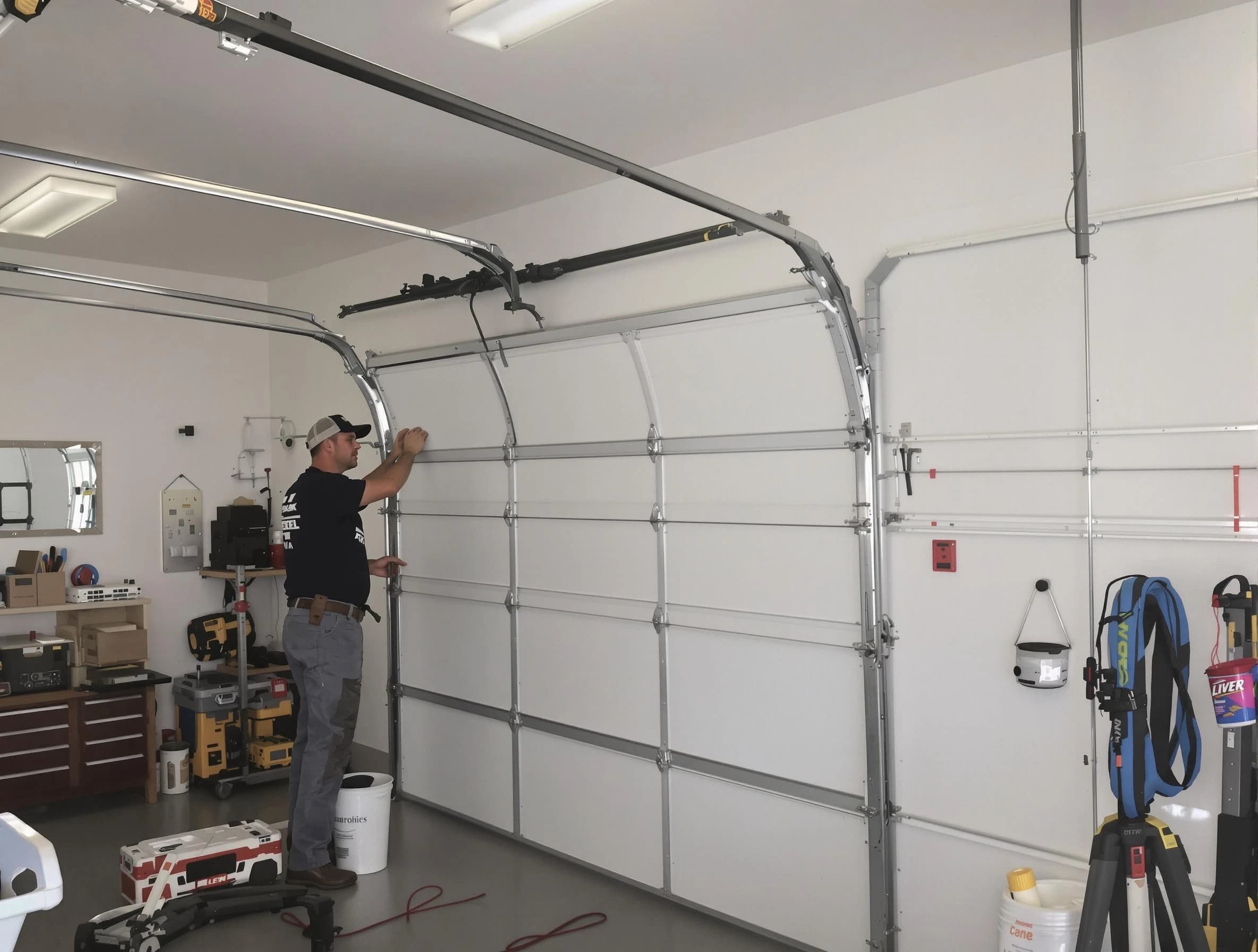 Bedford Garage Door Repair team installing new garage door in Bedford