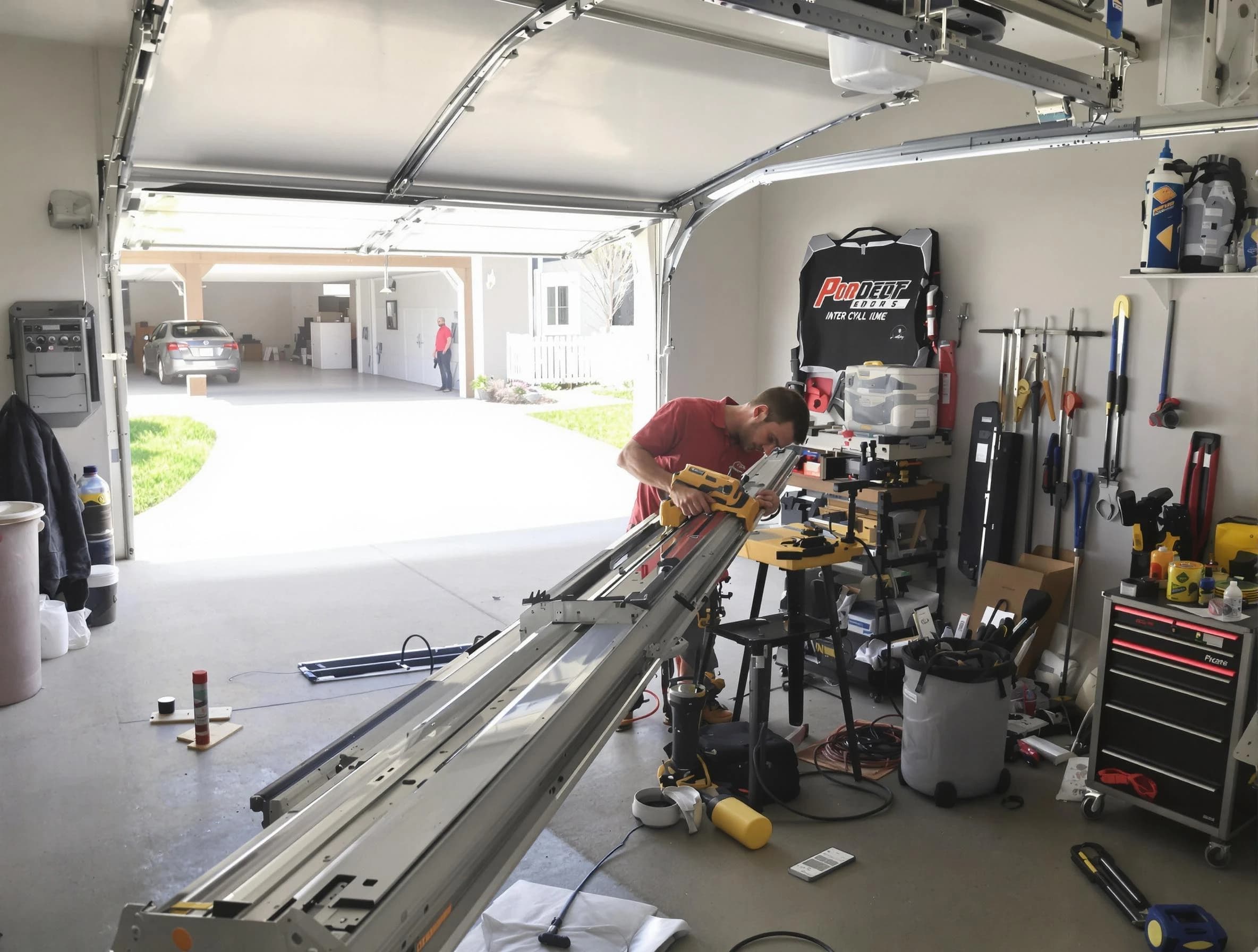 Bedford Garage Door Repair expert performing track repair in Bedford