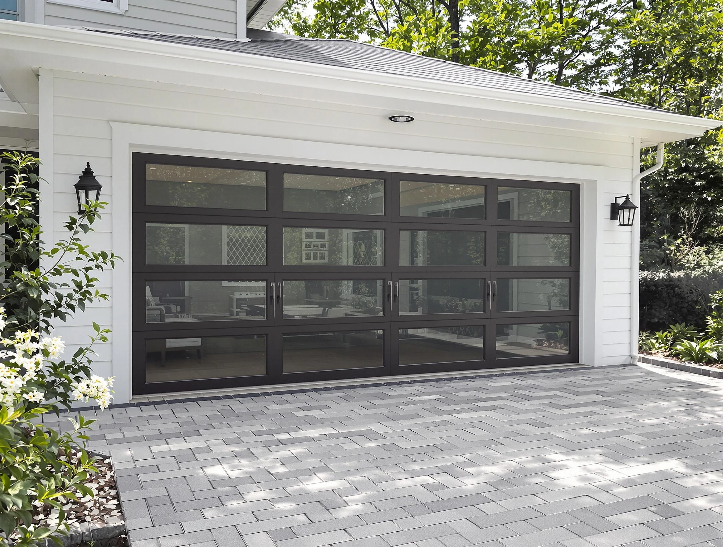 Bedford Garage Door Repair design specialist presenting custom garage door options to Bedford homeowner