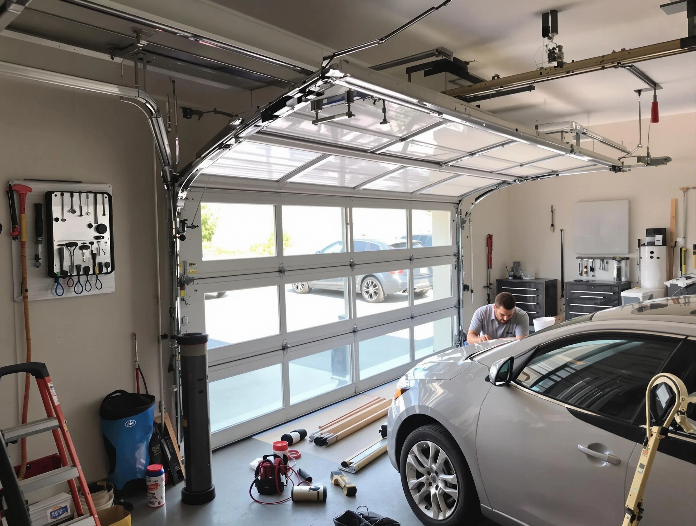 Garage door noise reduction service by Bedford Garage Door Repair in Bedford