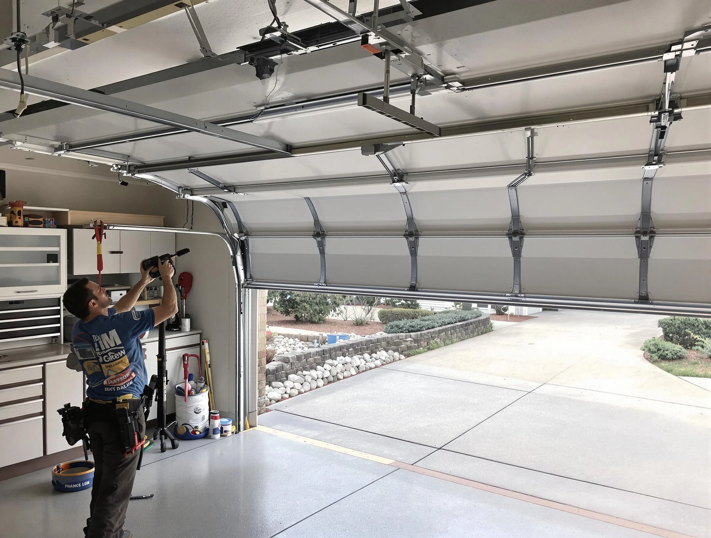 Garage door track repair service by Bedford Garage Door Repair in Bedford